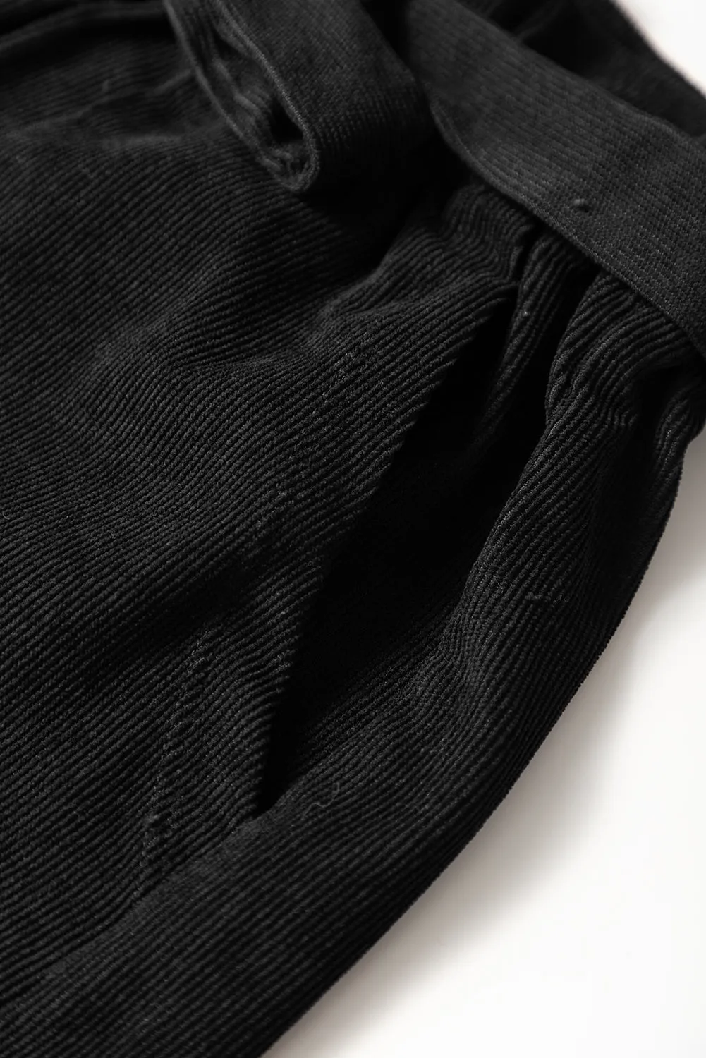 Black Paperbag waist Shorts
