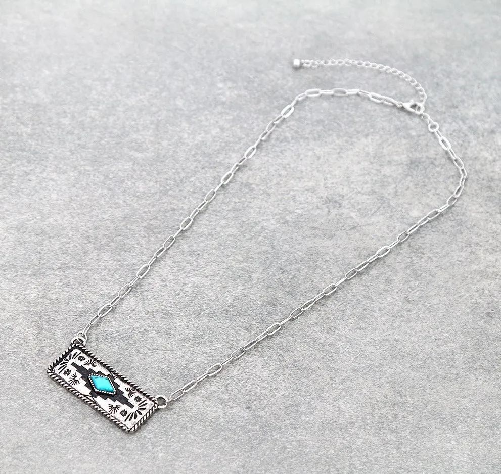 Blitz Aztec Dark Background Necklace - 18"
