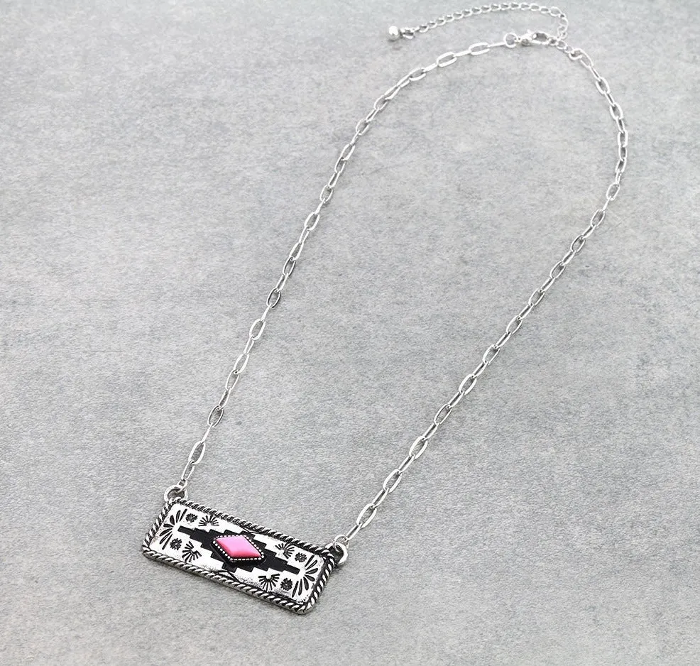 Blitz Aztec Dark Background Necklace - 18"