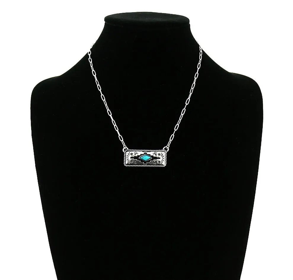 Blitz Aztec Dark Background Necklace - 18"