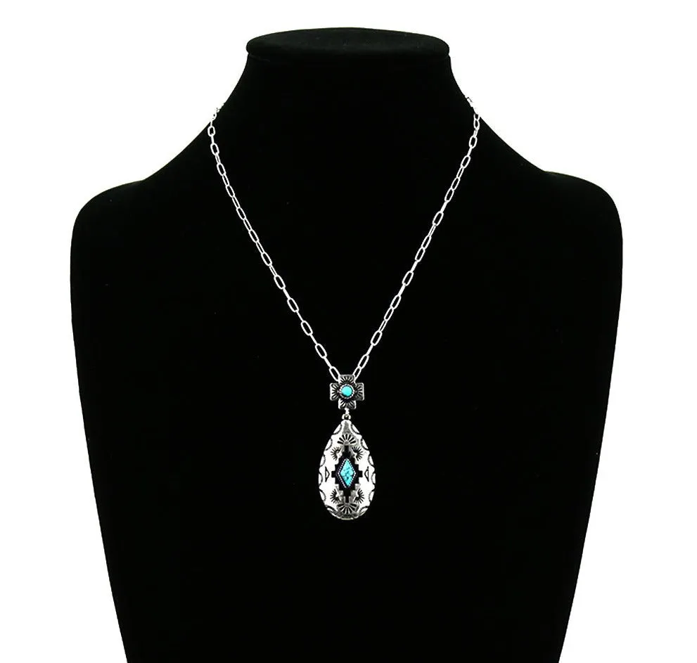 Blitz Aztec Dark Background Necklace - 18"