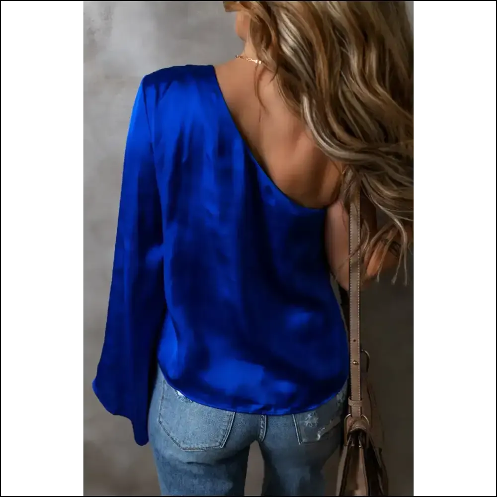 Blue Asymmetric Sass: Dark Blue Blouse  😈