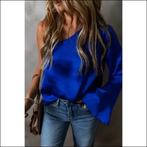 Blue Asymmetric Sass: Dark Blue Blouse  😈