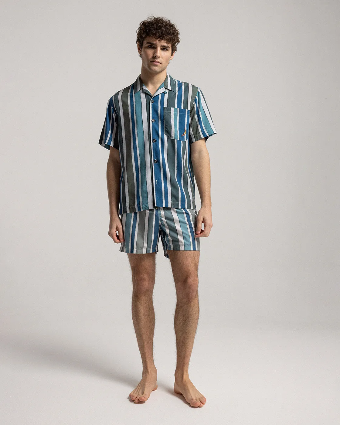 Blue Baiadera Short Sleeve Shirt