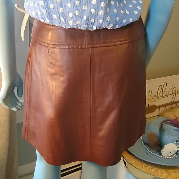 Boho Relove: Hugo Buscati Chocolate Wrap Leather Mini Skirt - 2