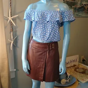 Boho Relove: Hugo Buscati Chocolate Wrap Leather Mini Skirt - 2