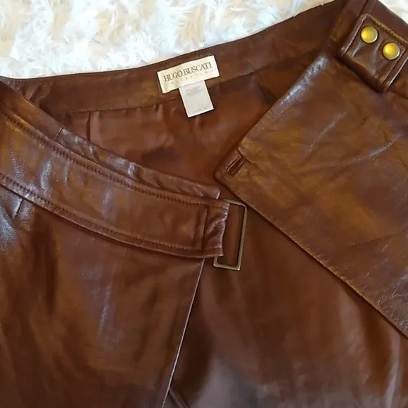 Boho Relove: Hugo Buscati Chocolate Wrap Leather Mini Skirt - 2