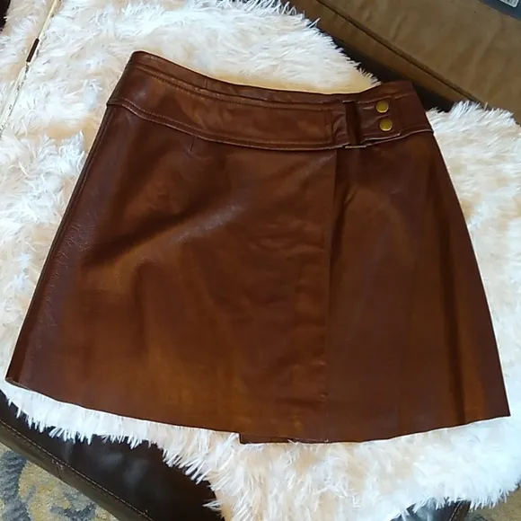 Boho Relove: Hugo Buscati Chocolate Wrap Leather Mini Skirt - 2