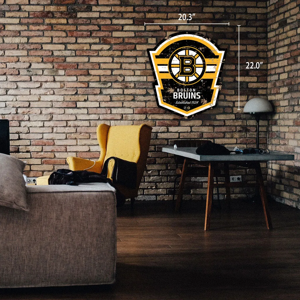 Boston Bruins 22" PVC Distressed Shield