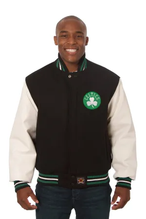 Boston Celtics Embroidered Wool and Leather Jacket
