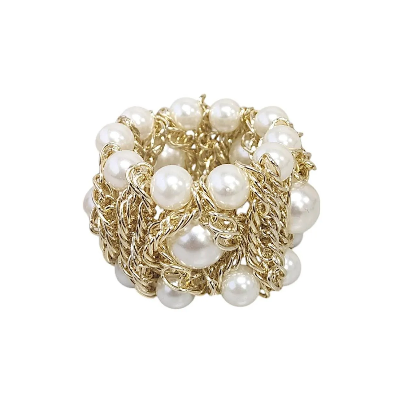 Bracelet - Pearl and Gold Stretch Bracelet