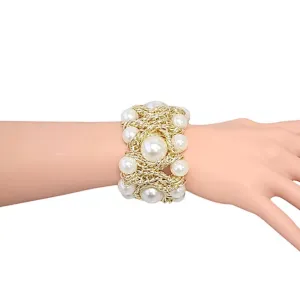Bracelet - Pearl and Gold Stretch Bracelet