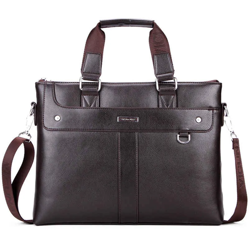 Brand High Quality Leather Men Briefcase 14inch Leather Men Handbag For Laptop Classic Business Man Bag