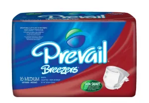Breezers By Prevail® Adult Brief , Medium, White, 32"-44", 6 Bags of 16 (96 Ct.)