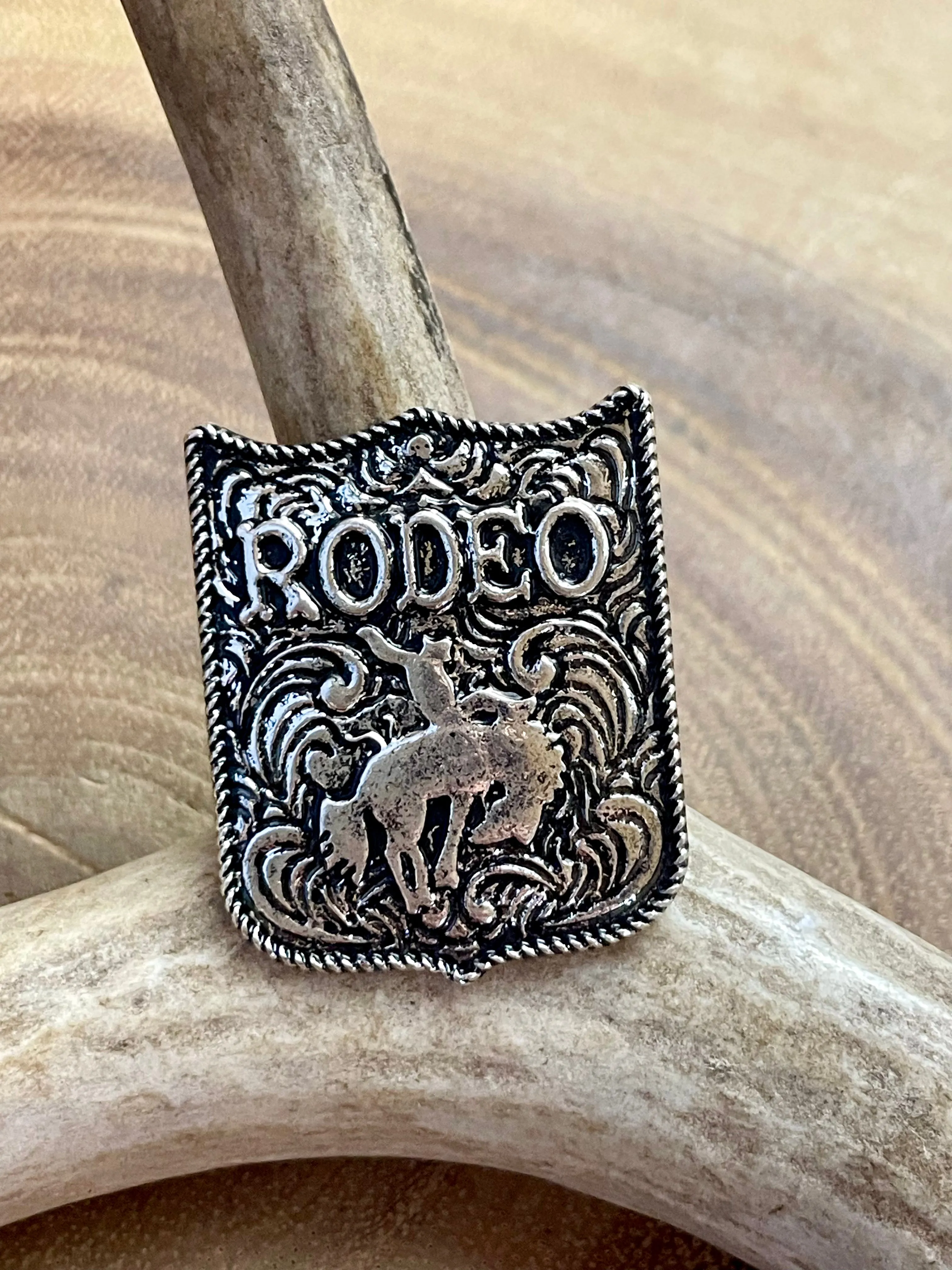 Bronc Rider Fashion Stamped Rodeo Necklace, Earrings or Ring