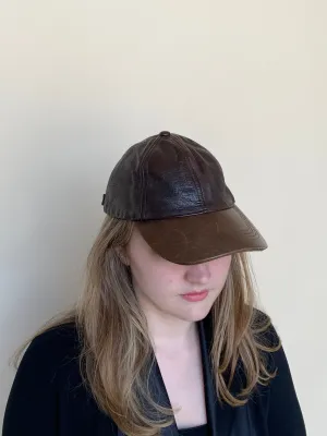 Brown leather baseball cap