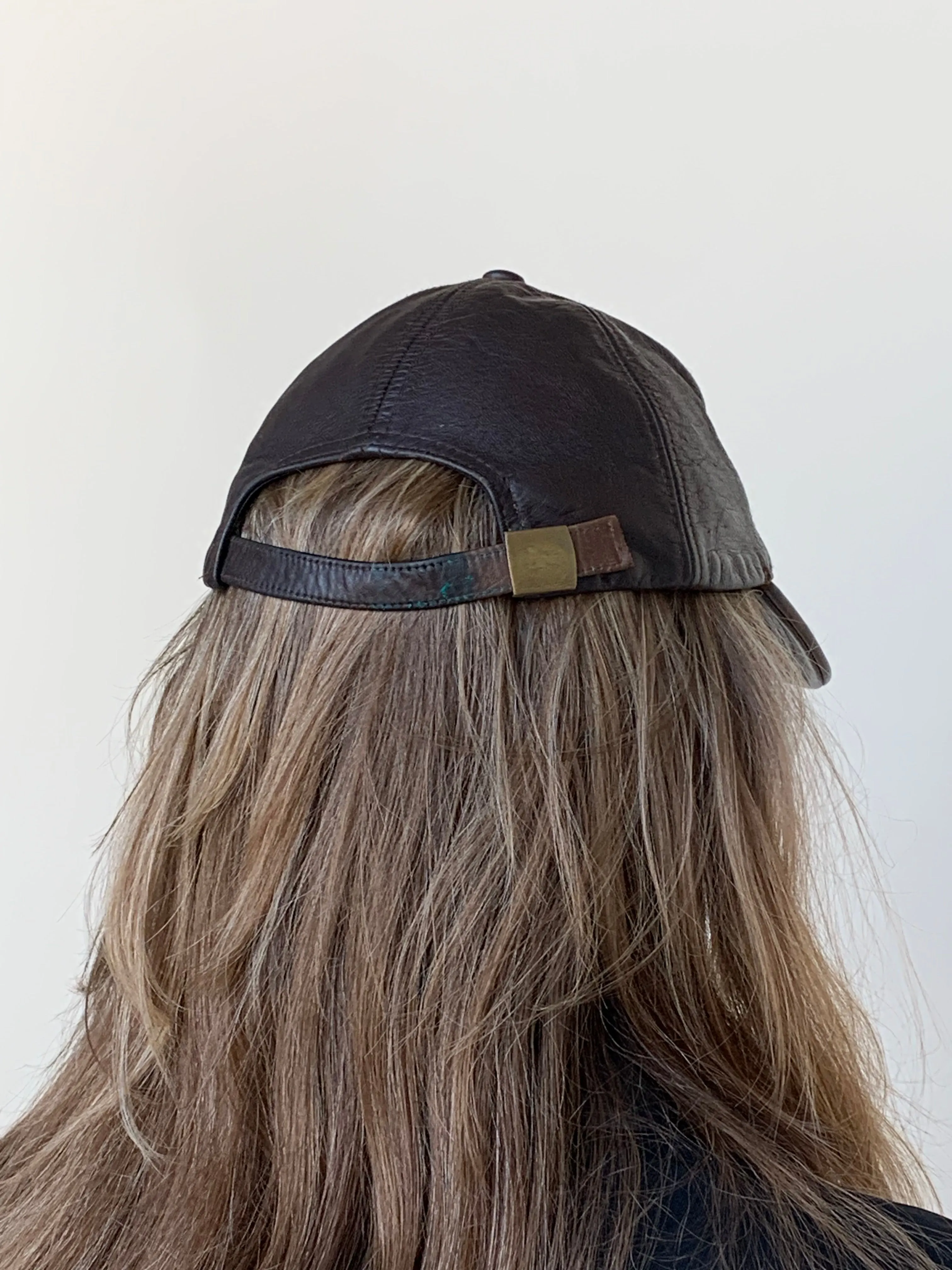 Brown leather baseball cap