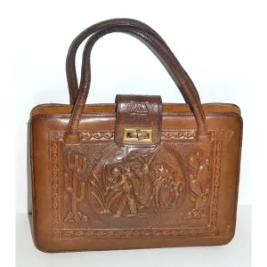 Brown Tooled Leather Mexican Purse