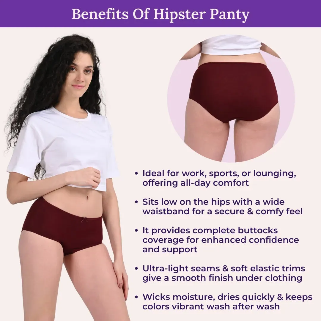 BrZee Hipsters | Lightweight Cotton-Elastane Fabric  | Super Stretchy For Comfort | No Visible Panty Lines | Pack Of 3