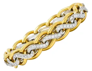 Bulgari Diamond 18 Karat Two-Tone Gold Curb Link Bracelet