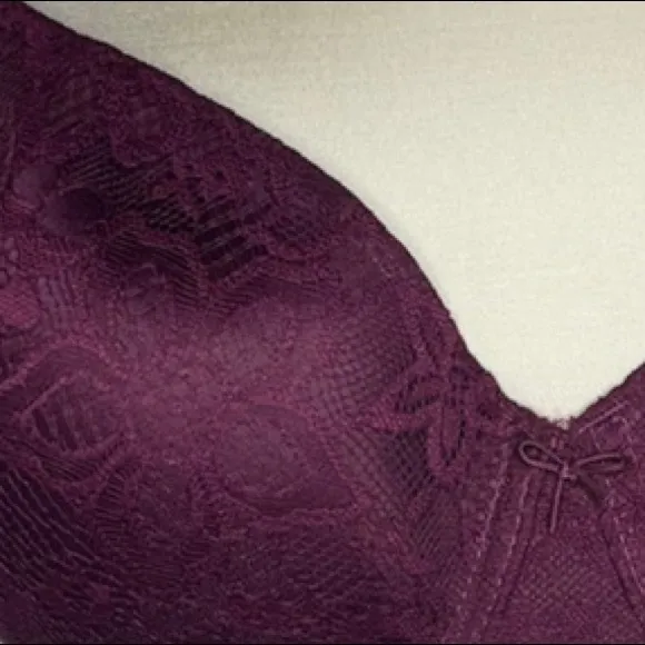 Burgundy Floral Lace Bra with Adjustable Racerback Clip