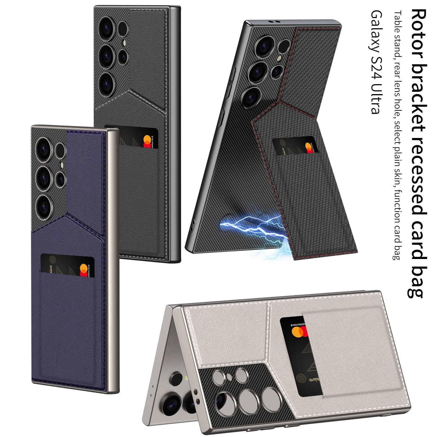 Business Style Rotor Card Holder Case For Samsung S24Ultra S23Ultra