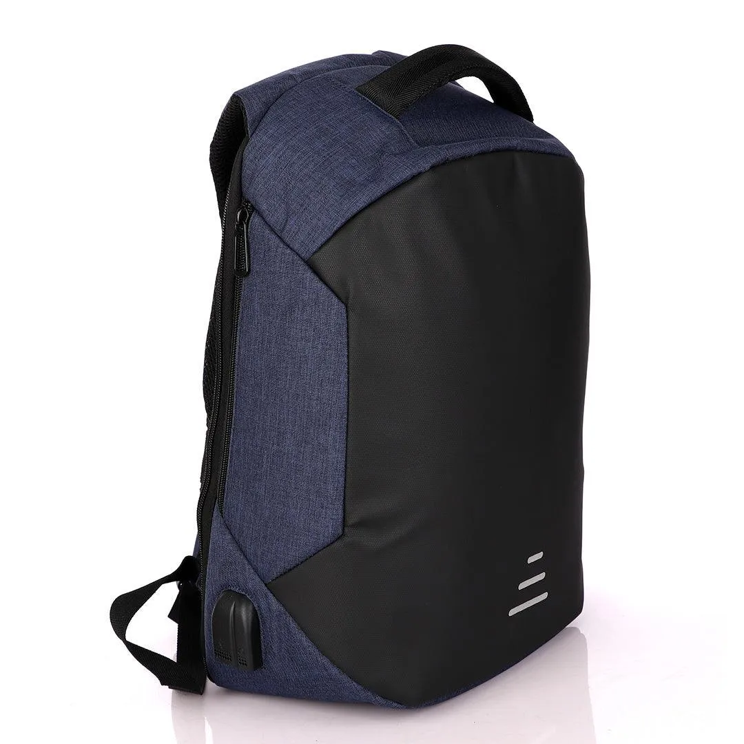 Business Travel Backpack Laptop Briefcase With USB Charging And Auxiliary port- Blue