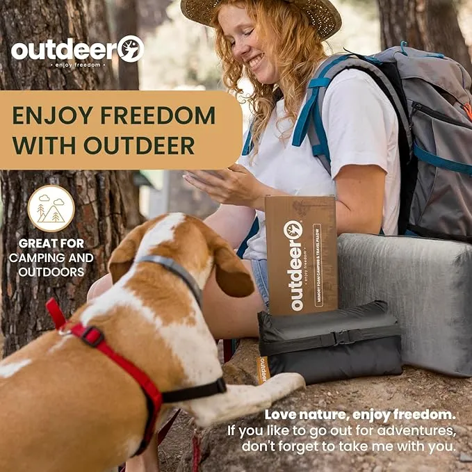Camping Pillow, Compressible Memory Foam Travel & Camp Pillow for Sleeping Bag with Washable Fleece Pillowcase & Portable Storage Bag, Lightweight, Easy Carry for Outdoors Backpacking Pillow