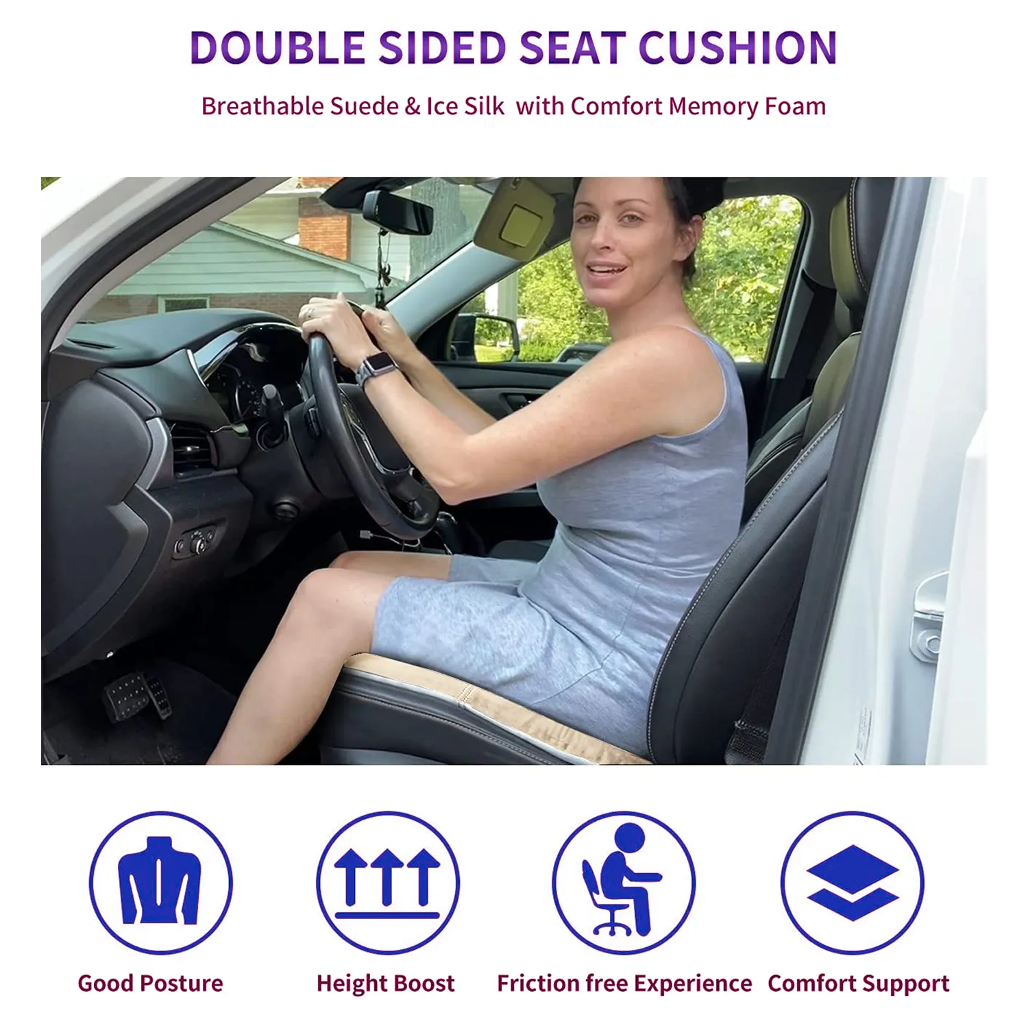 Car Seat Cushion, Custom Fit For Car, Car Memory Foam Seat Cushion, Heightening Seat Cushion, Seat Cushion for Car and Office Chair WAPU224