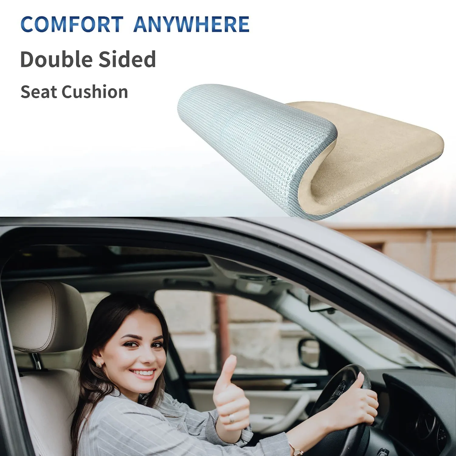 Car Seat Cushion, Custom Fit For Car, Car Memory Foam Seat Cushion, Heightening Seat Cushion, Seat Cushion for Car and Office Chair WAPU224