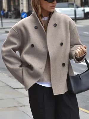 Casual Style Oversized Button-Down Jacket