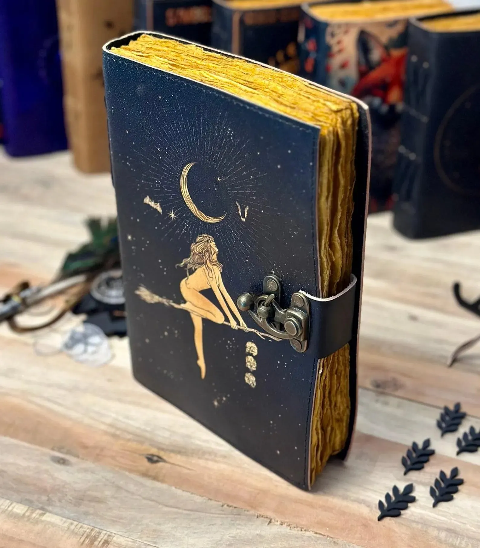 Celestial Sun & moon vintage leather journal