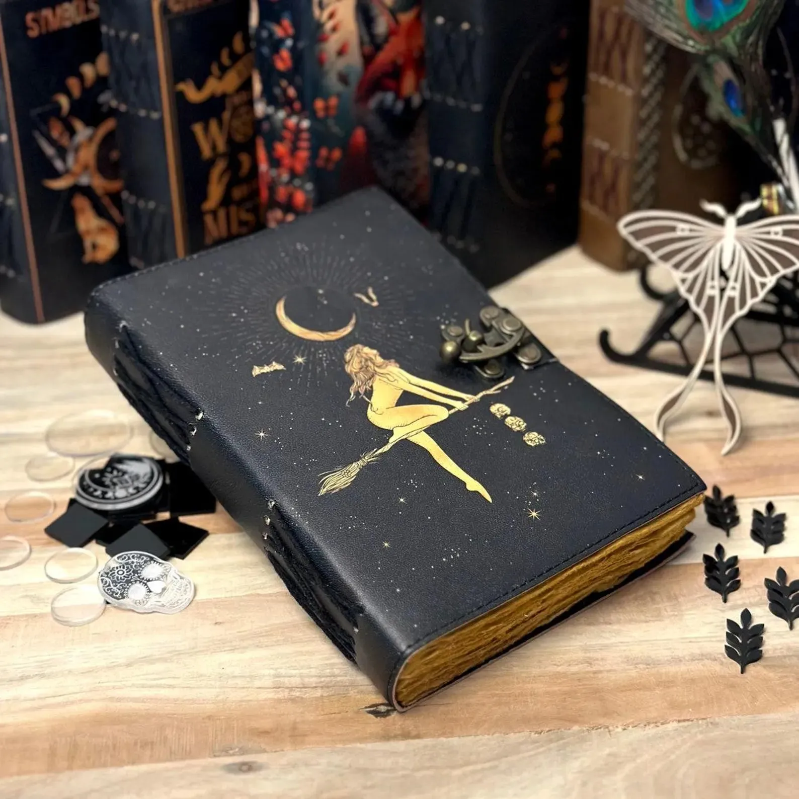 Celestial Sun & moon vintage leather journal