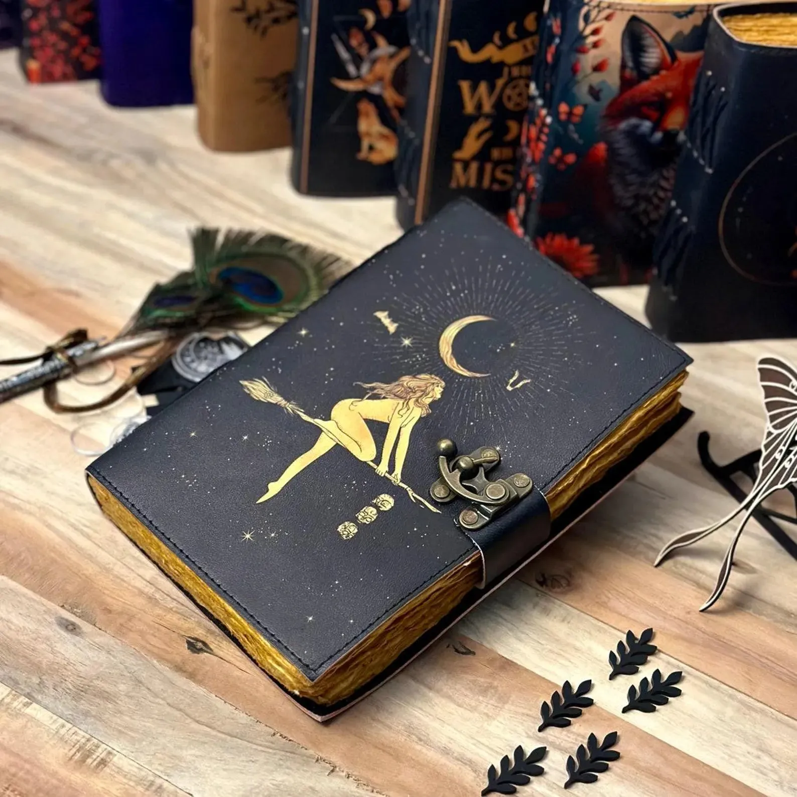 Celestial Sun & moon vintage leather journal