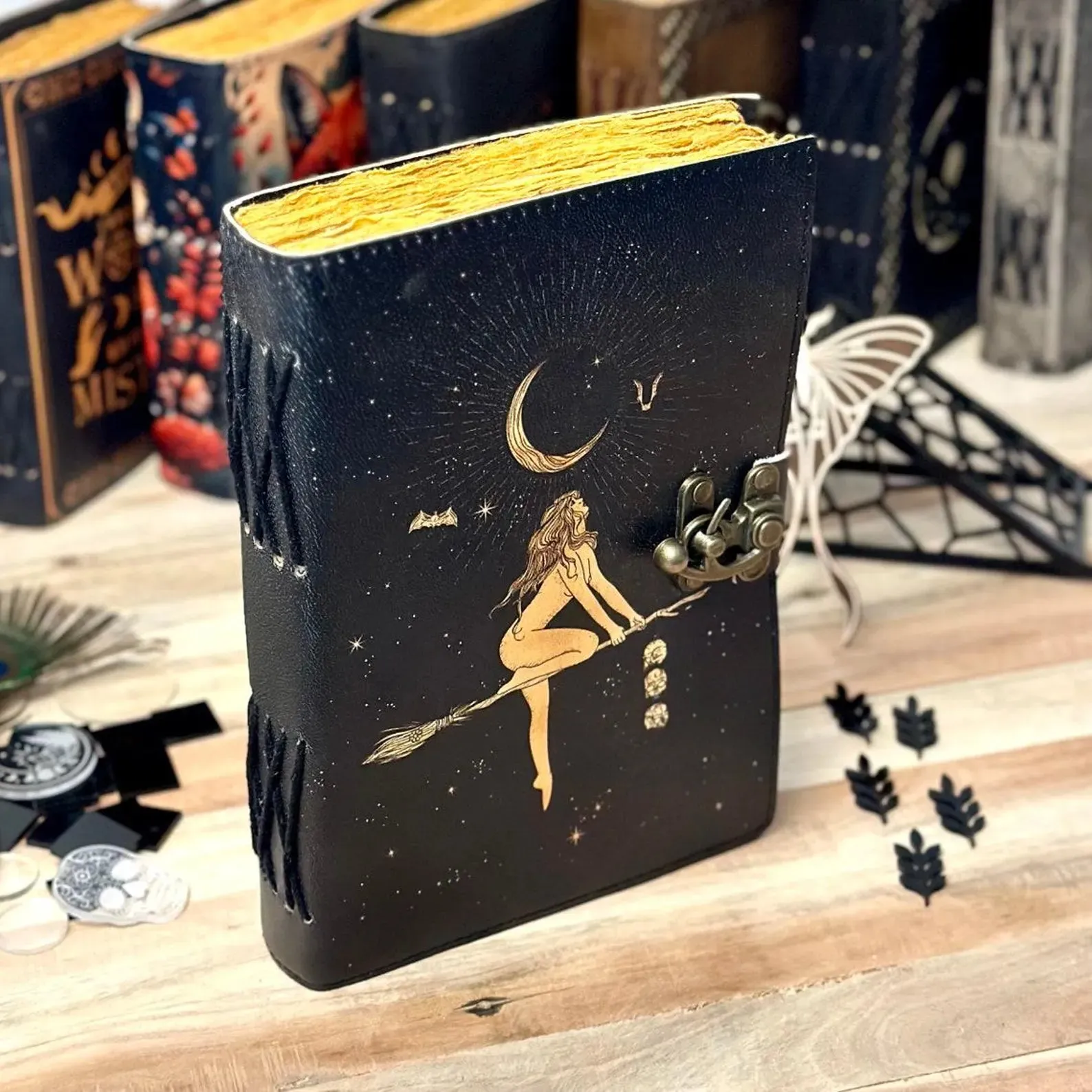 Celestial Sun & moon vintage leather journal