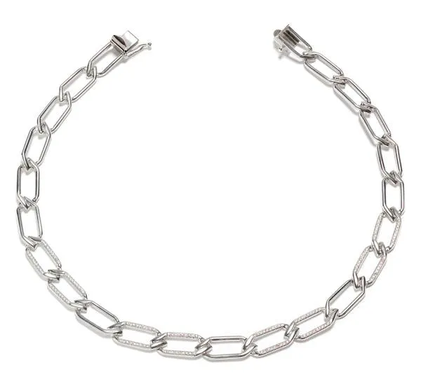Chain Link Choker in Sterling Silver
