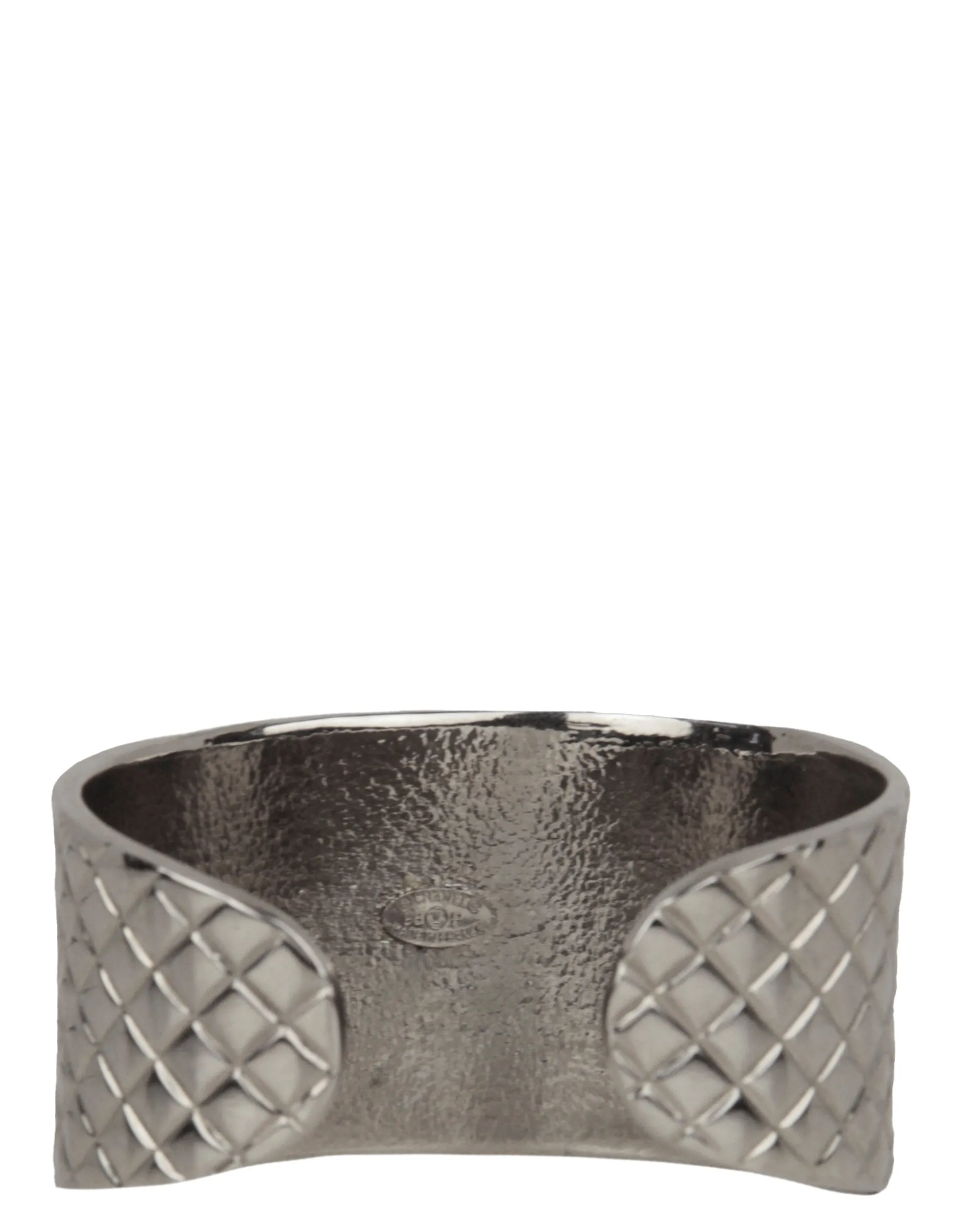 Chanel '90s Silver Vintage Quilted CC Cuff Bracelet