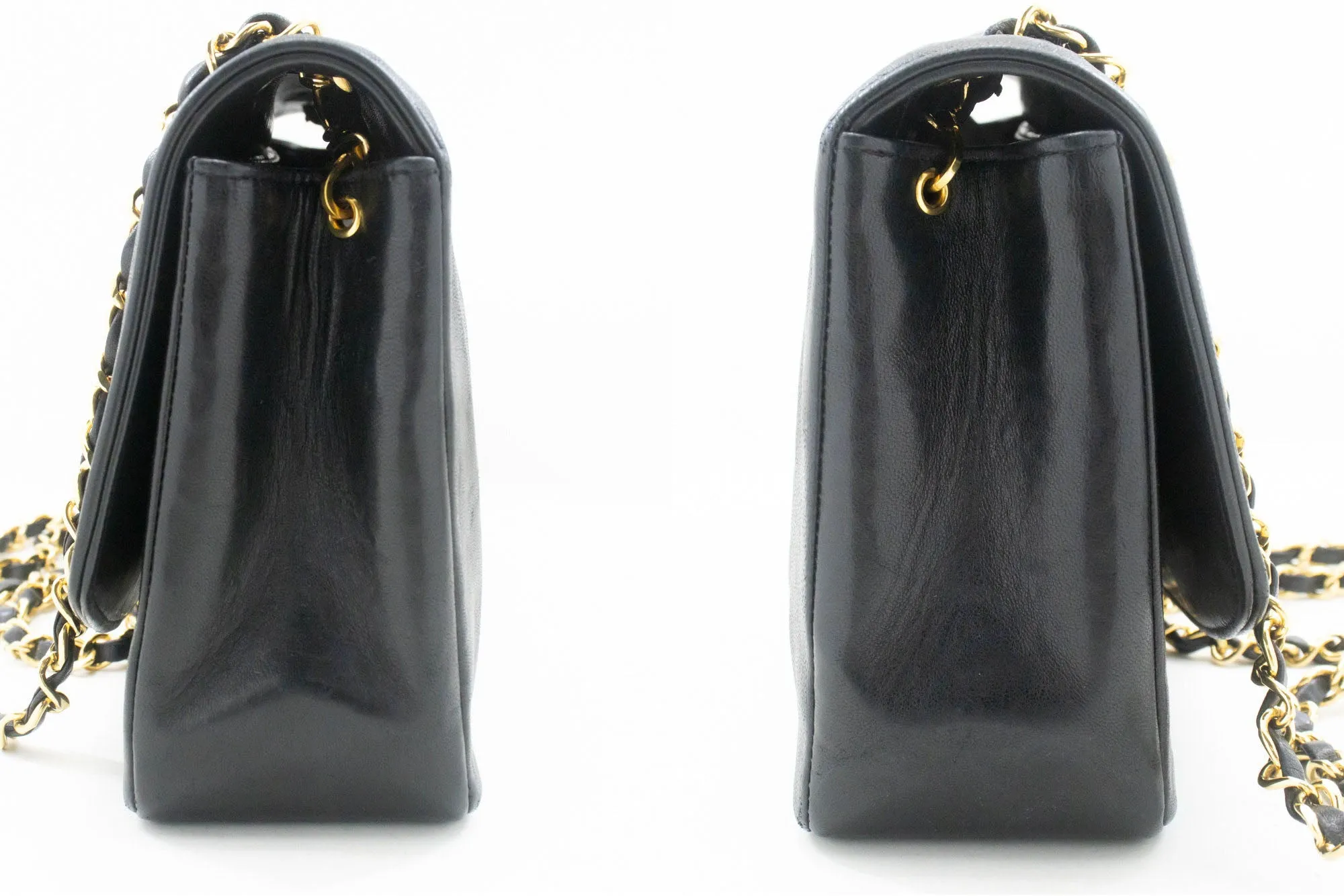 CHANEL Diana Flap Chain Shoulder Bag Black Quilted Lambskin Purse p38