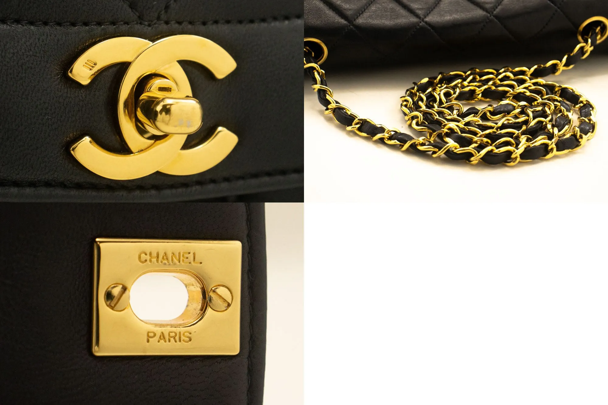 CHANEL Diana Flap Chain Shoulder Bag Black Quilted Lambskin Purse p38