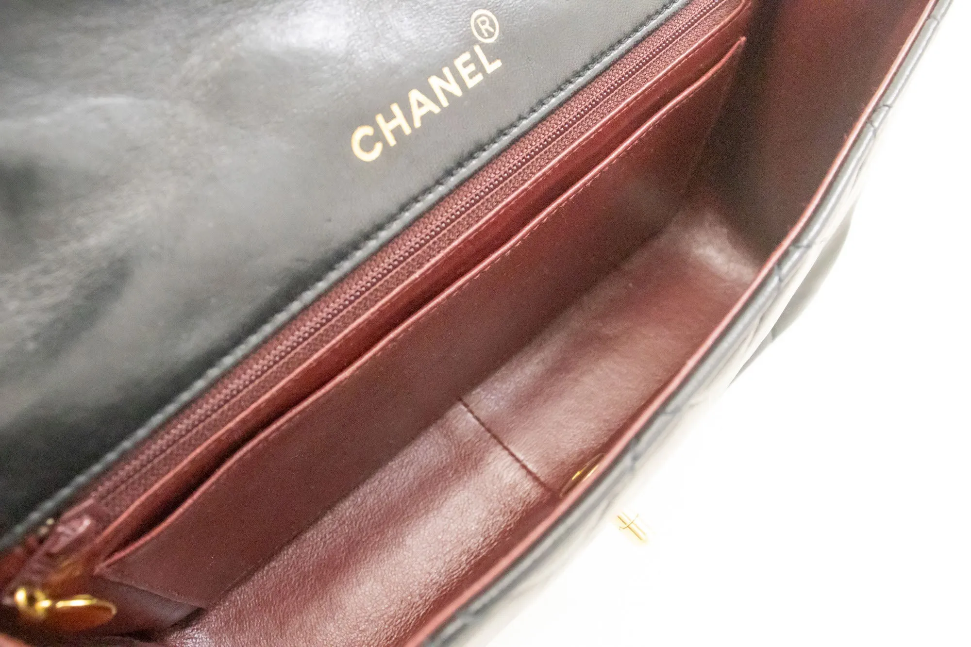 CHANEL Diana Flap Chain Shoulder Bag Black Quilted Lambskin Purse p38