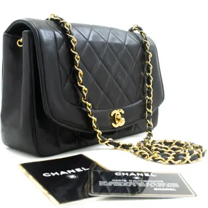 CHANEL Diana Flap Chain Shoulder Bag Black Quilted Lambskin Purse p38