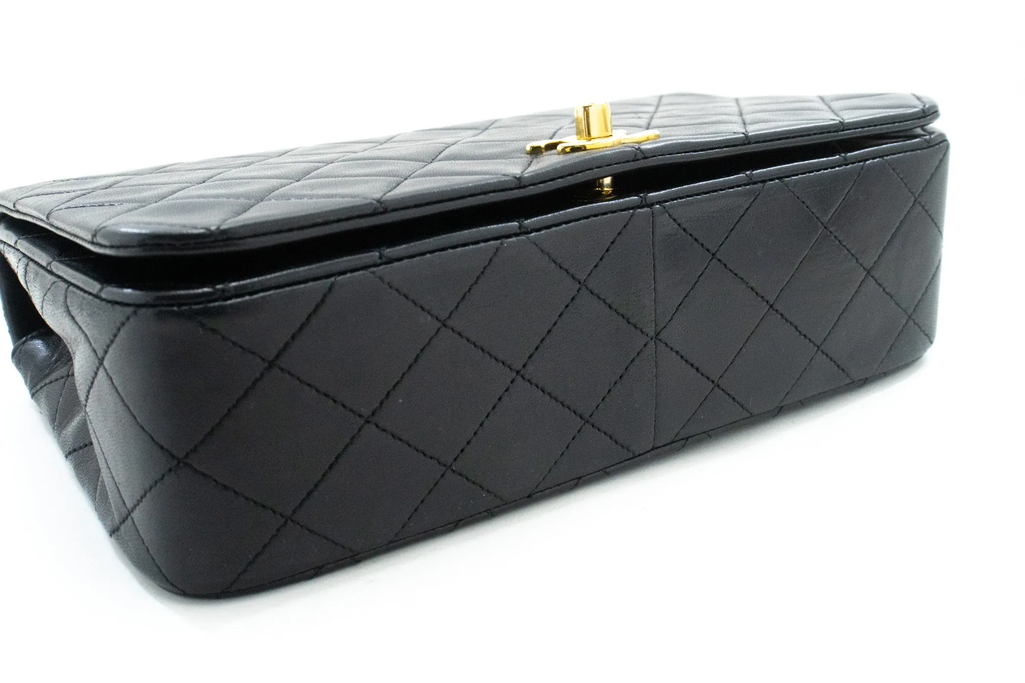CHANEL Full Flap Chain Shoulder Bag Crossbody Black Quilted Lamb n21