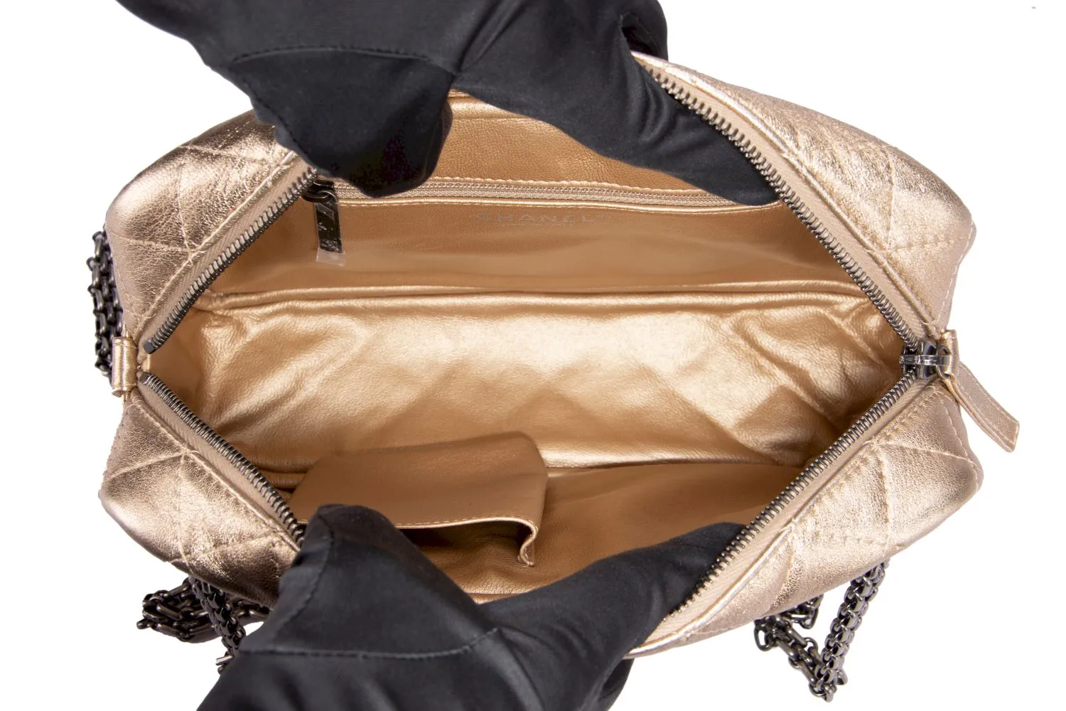 Chanel Metallic Gold Quilted Reissue Buckle 24CM Ruthenium Chain, with Card & Dust Cover