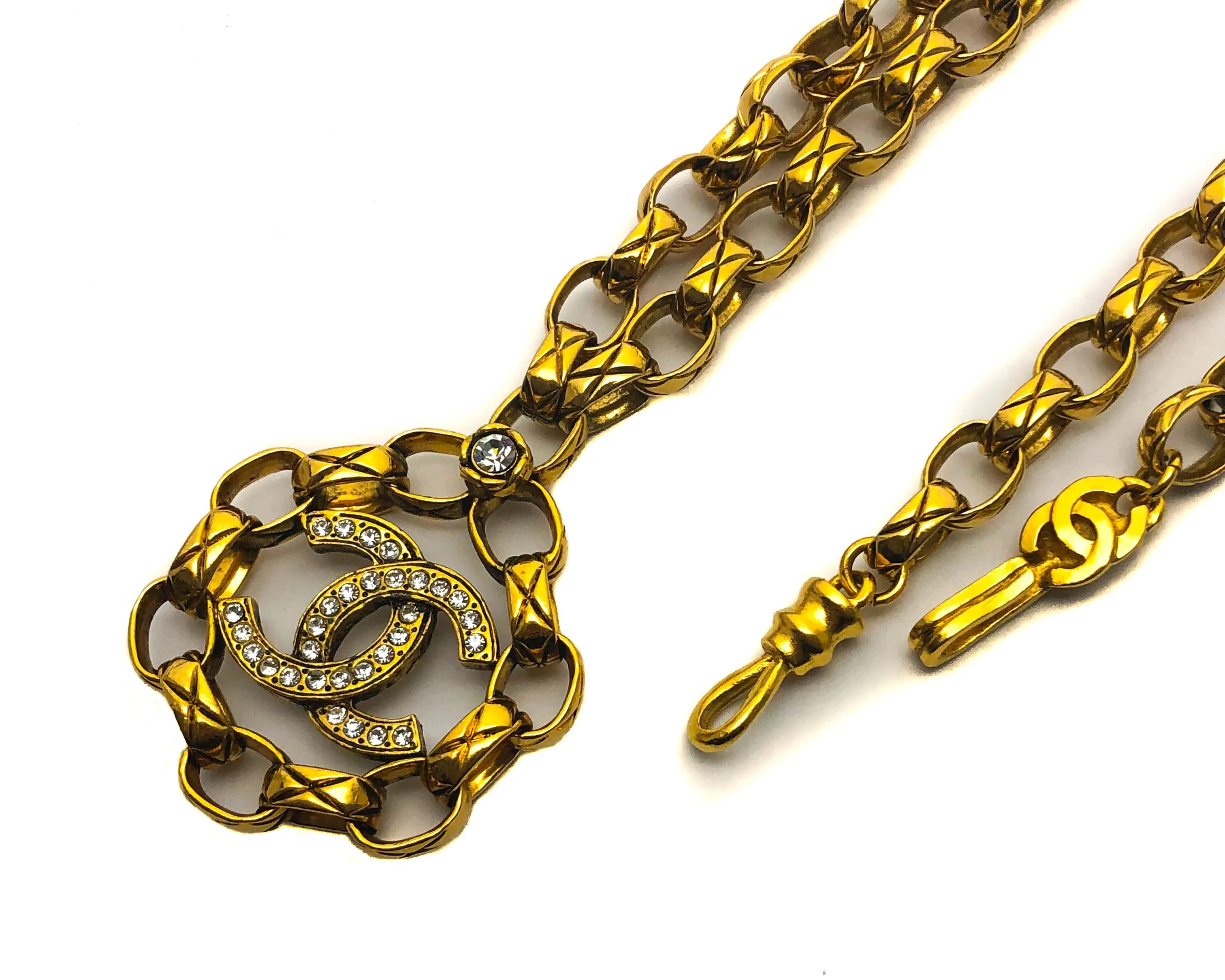 Chanel Vintage Rare Crystal Large Pendant Necklace