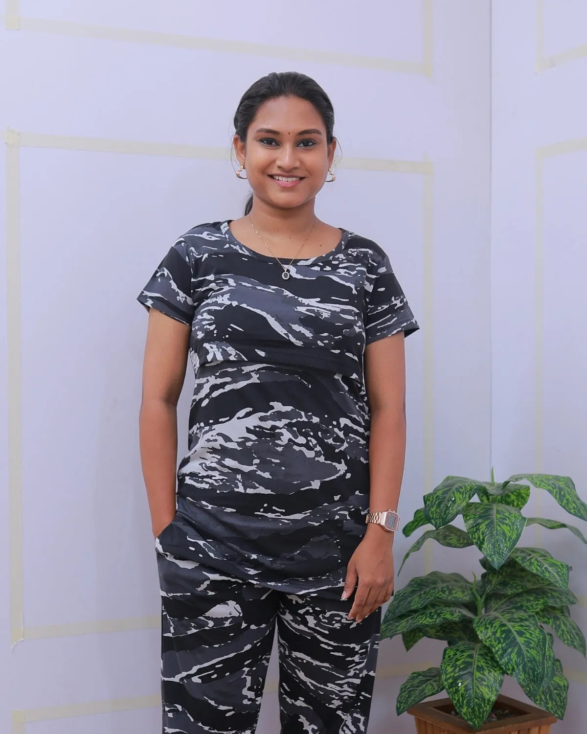 Charcoal | Zipless Feeding Pant Set