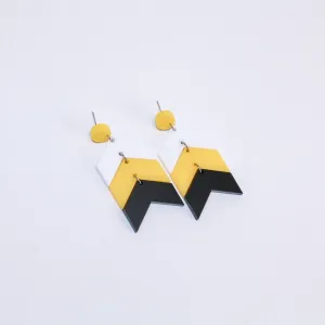 Chevron School Spirit Dangles - White/Yellow/Black