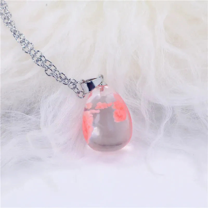 Chic Transparent Resin Round Ball Moon Pendant Necklace