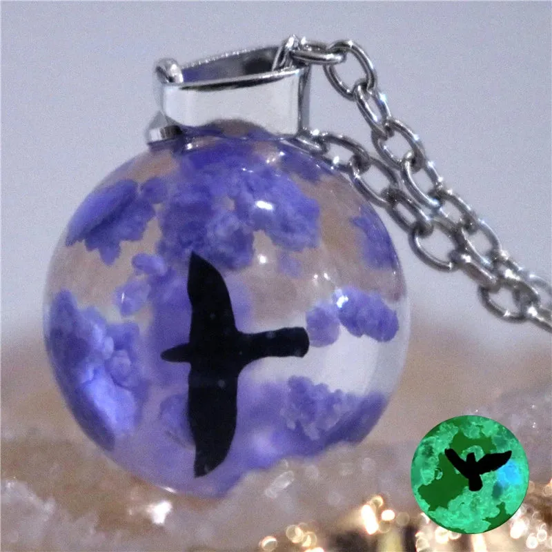 Chic Transparent Resin Round Ball Moon Pendant Necklace