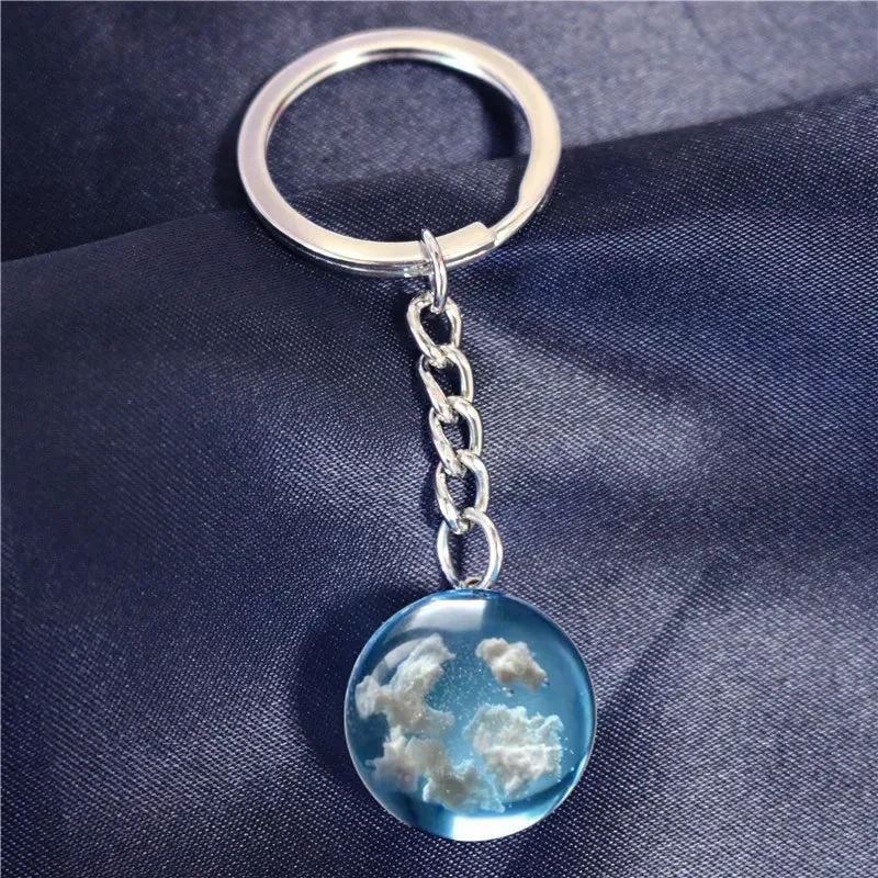Chic Transparent Resin Round Ball Moon Pendant Necklace