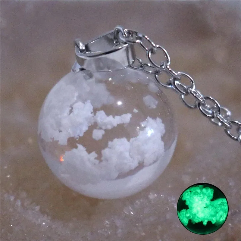 Chic Transparent Resin Round Ball Moon Pendant Necklace